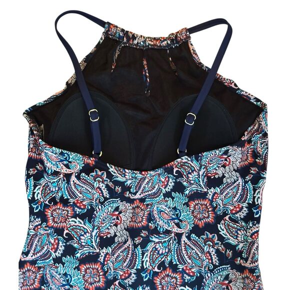 Dreamsuit by Miracle Brand 1 Piece Paisley High Neck Slimming Swimsuit  Size 14 - Picture 6 of 8